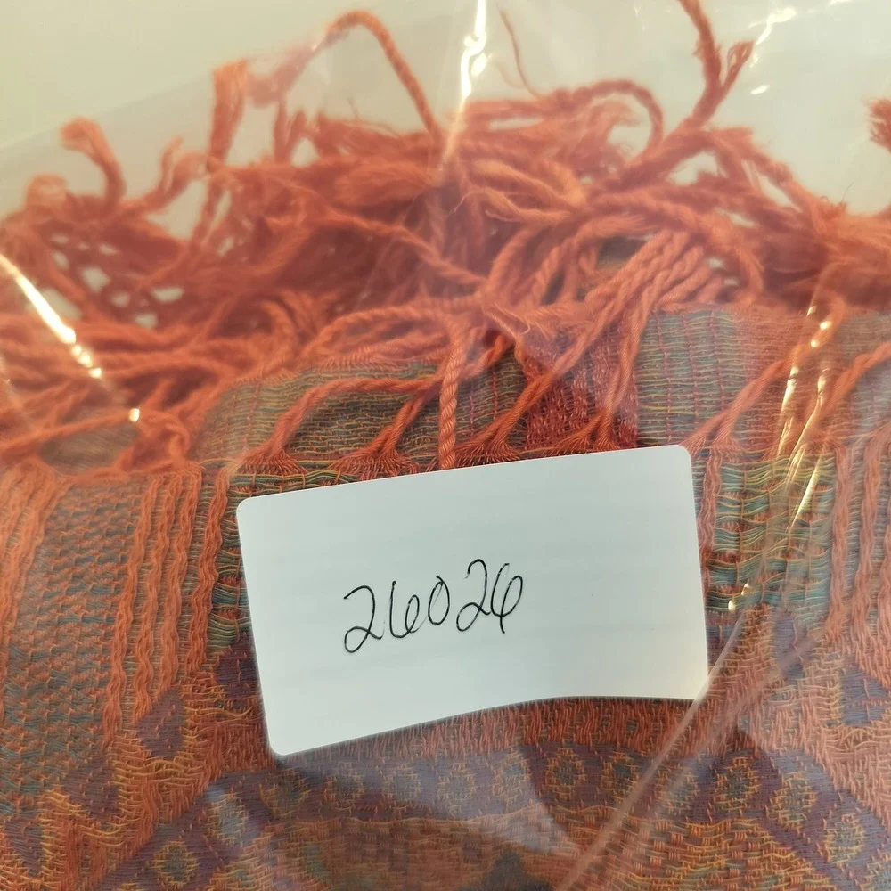 Jamawar Shawl Wrap Scarf Elephant Paisley Orange Women's Boho Bohemian 26x70